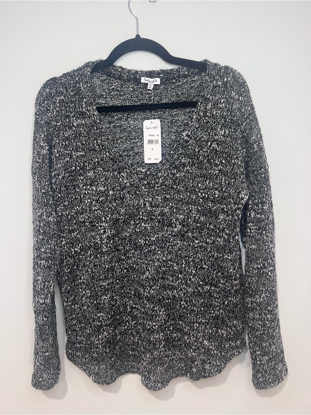Splendid Black & White Marled Scoop Neck Sweater NWT Size M